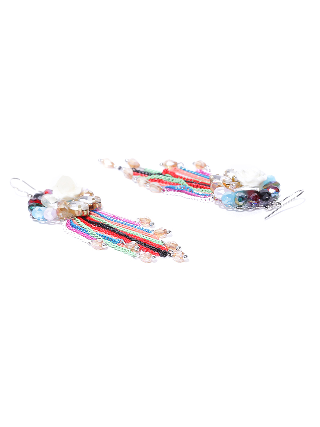 YouBella Multicoloured Floral Drop Earrings